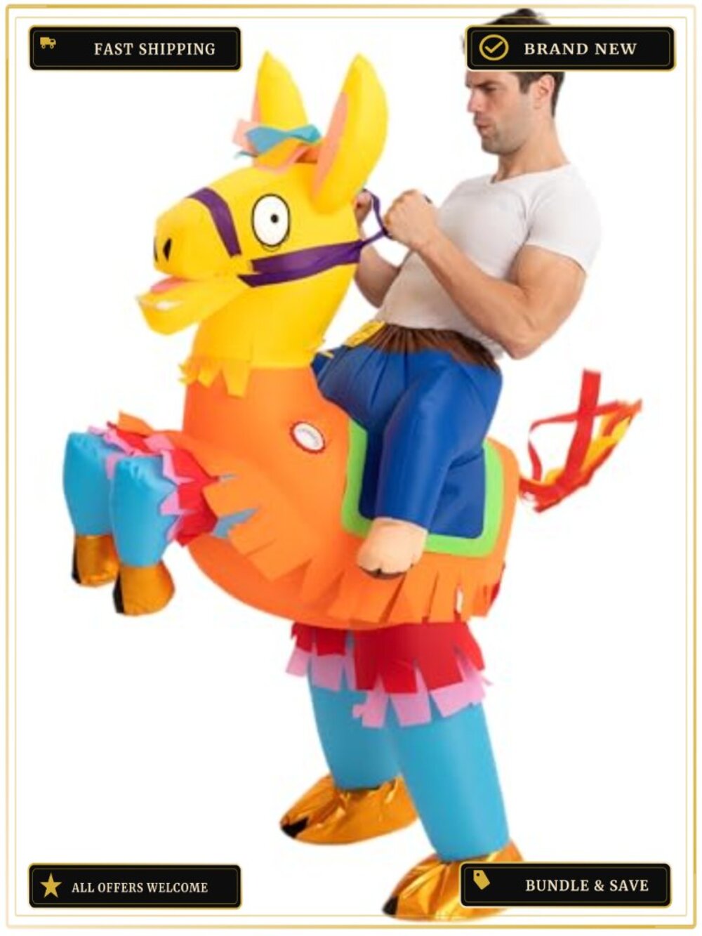 Spooktacular Creations Inflatable Halloween Costume Ride A Pinata Llama, Ride